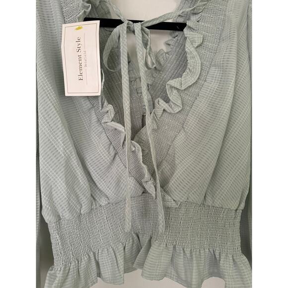 New Blue Pepper ruffled lite green pastel blouse. - Picture 5 of 8